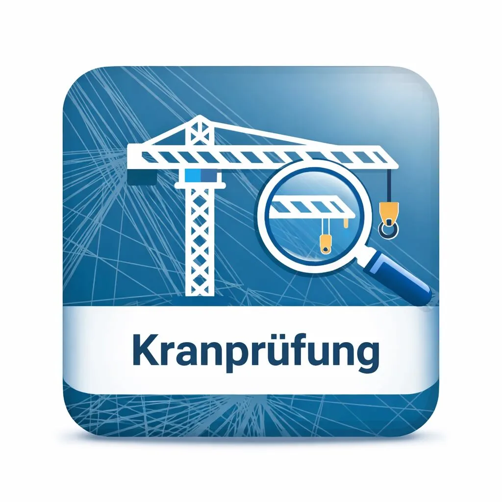 Kranprüfung – Sachkundiger prüft Krananlage mit Lupe